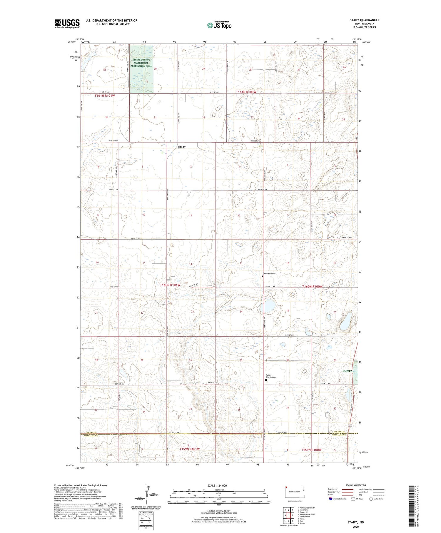 Stady North Dakota US Topo Map Image
