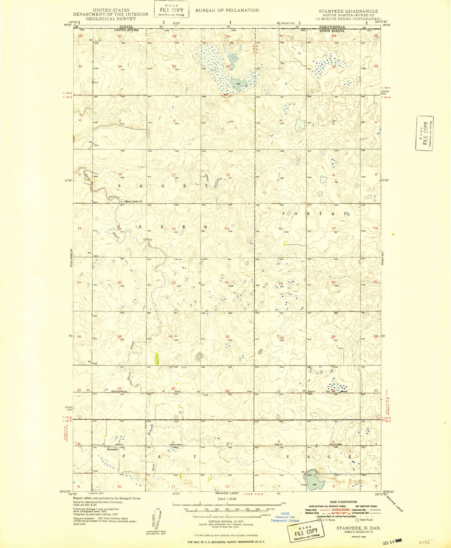 Classic USGS Stampede North Dakota 7.5'x7.5' Topo Map Image