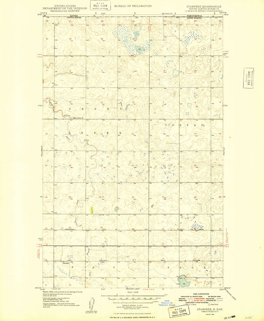 Classic USGS Stampede North Dakota 7.5'x7.5' Topo Map Image