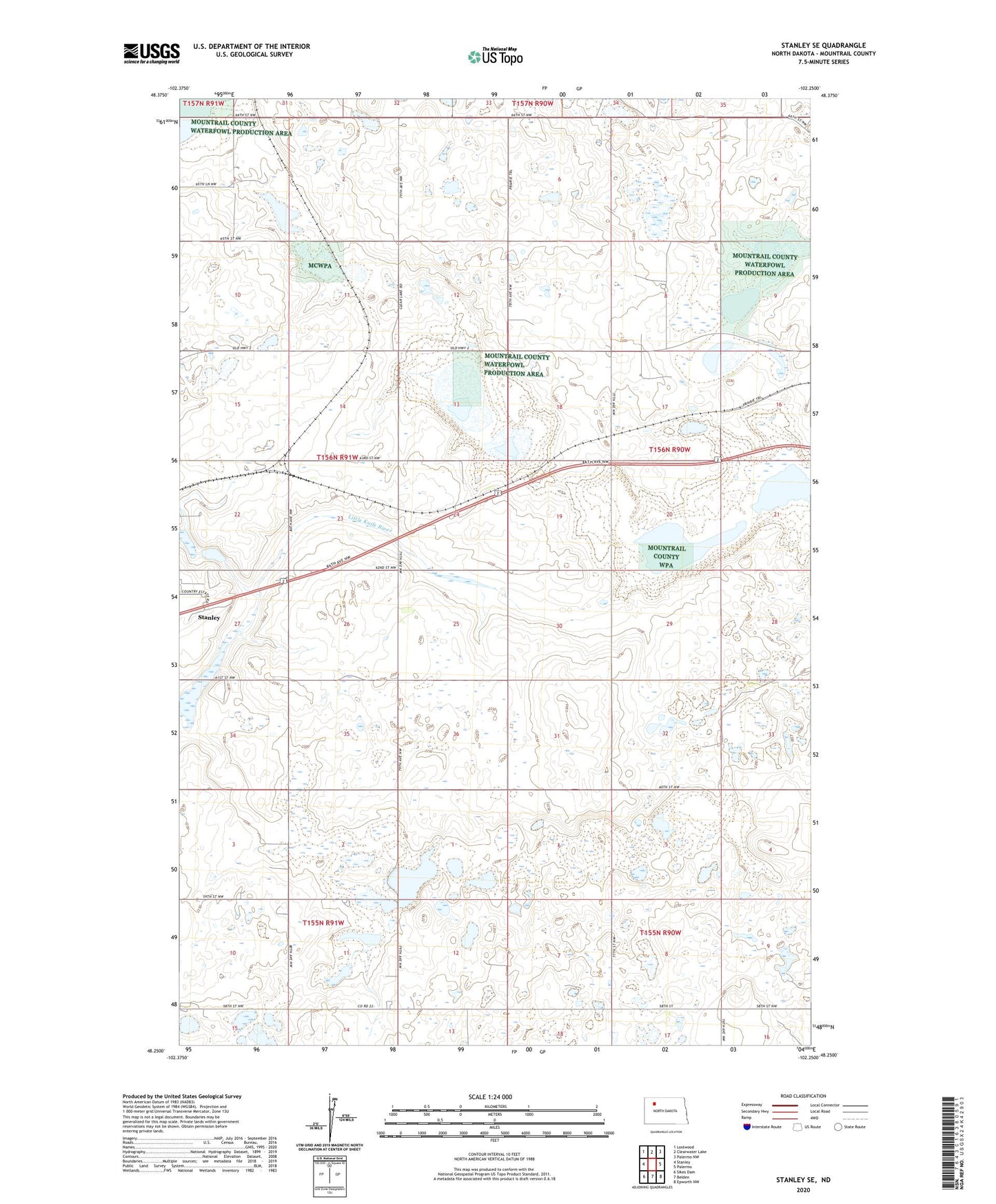 Stanley SE North Dakota US Topo Map Image