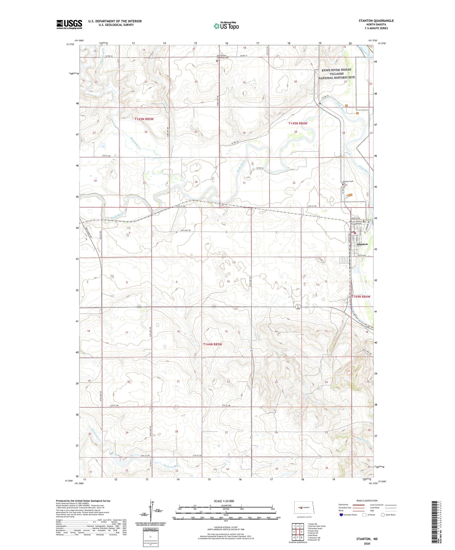 Stanton North Dakota US Topo Map Image