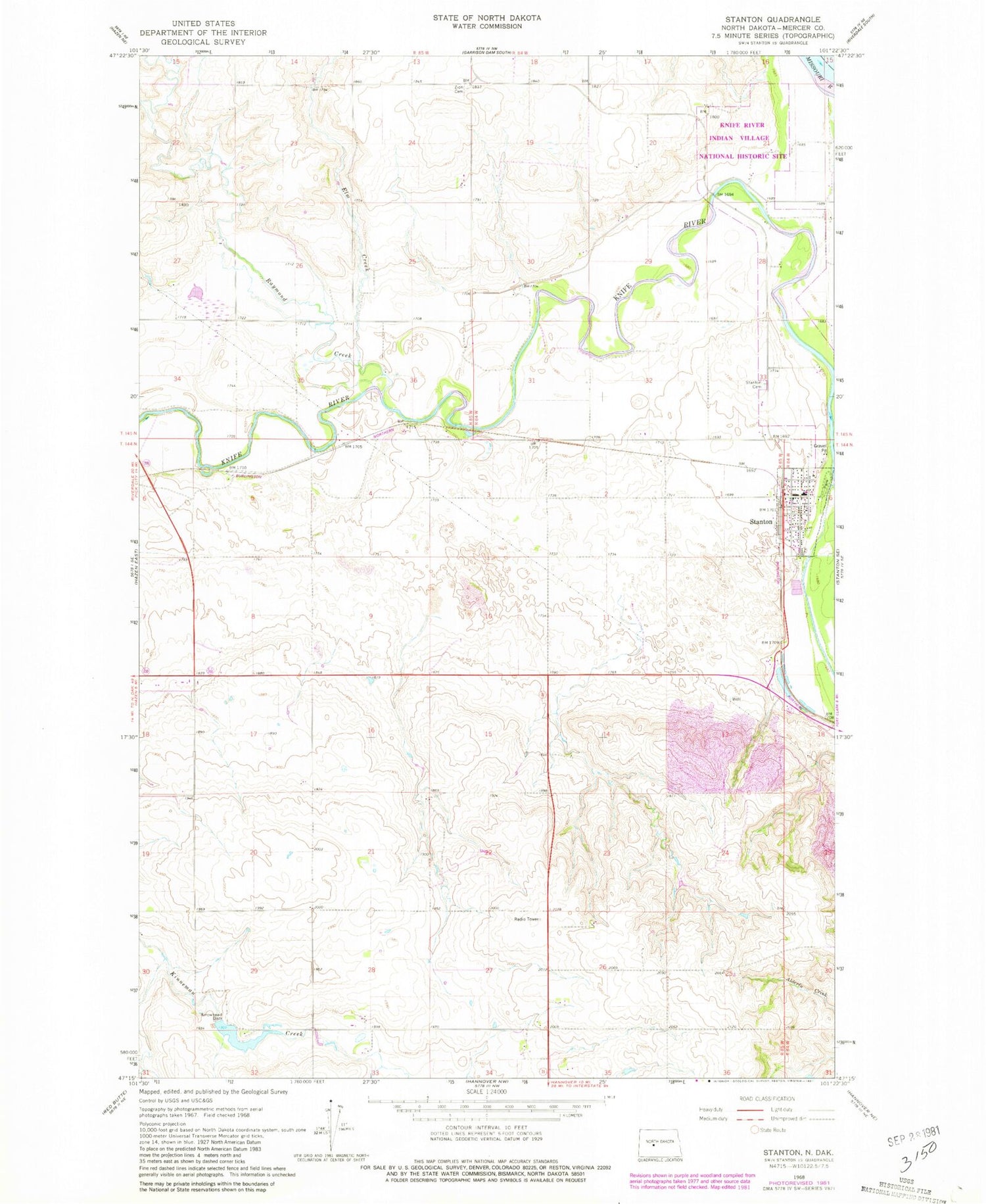 Classic USGS Stanton North Dakota 7.5'x7.5' Topo Map Image
