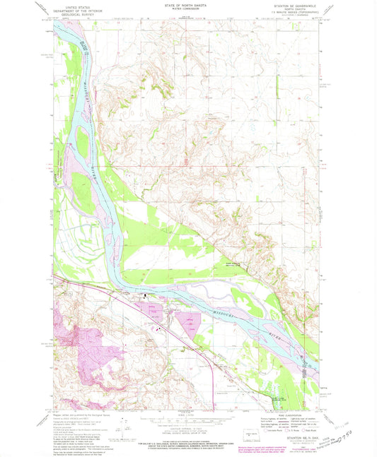 Classic USGS Stanton SE North Dakota 7.5'x7.5' Topo Map Image