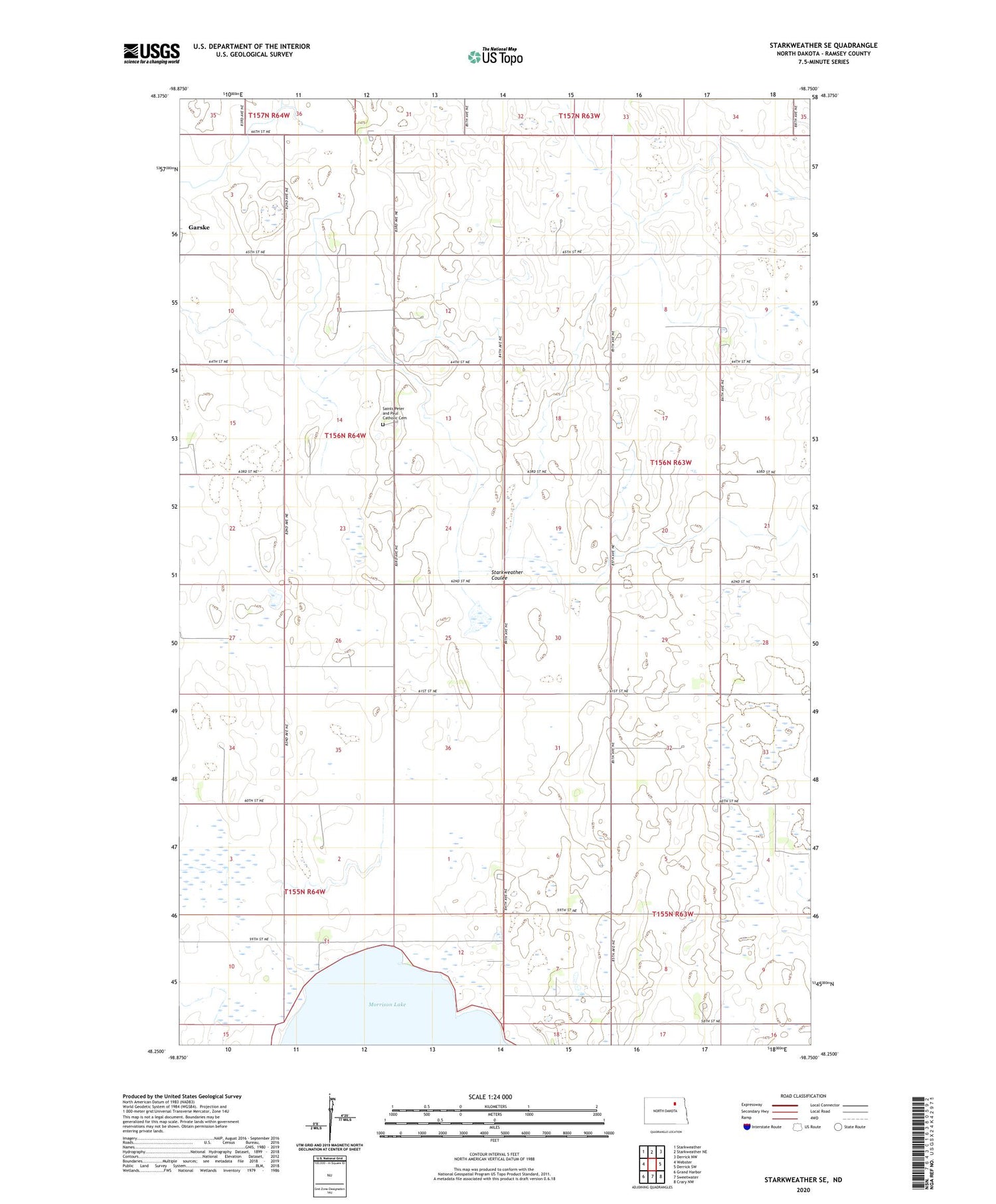 Starkweather SE North Dakota US Topo Map Image