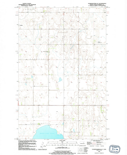 Classic USGS Starkweather SE North Dakota 7.5'x7.5' Topo Map Image