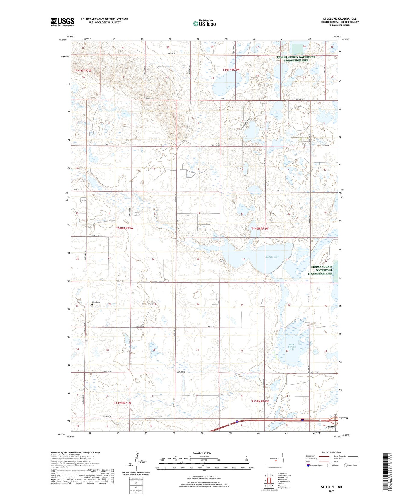 Steele NE North Dakota US Topo Map Image
