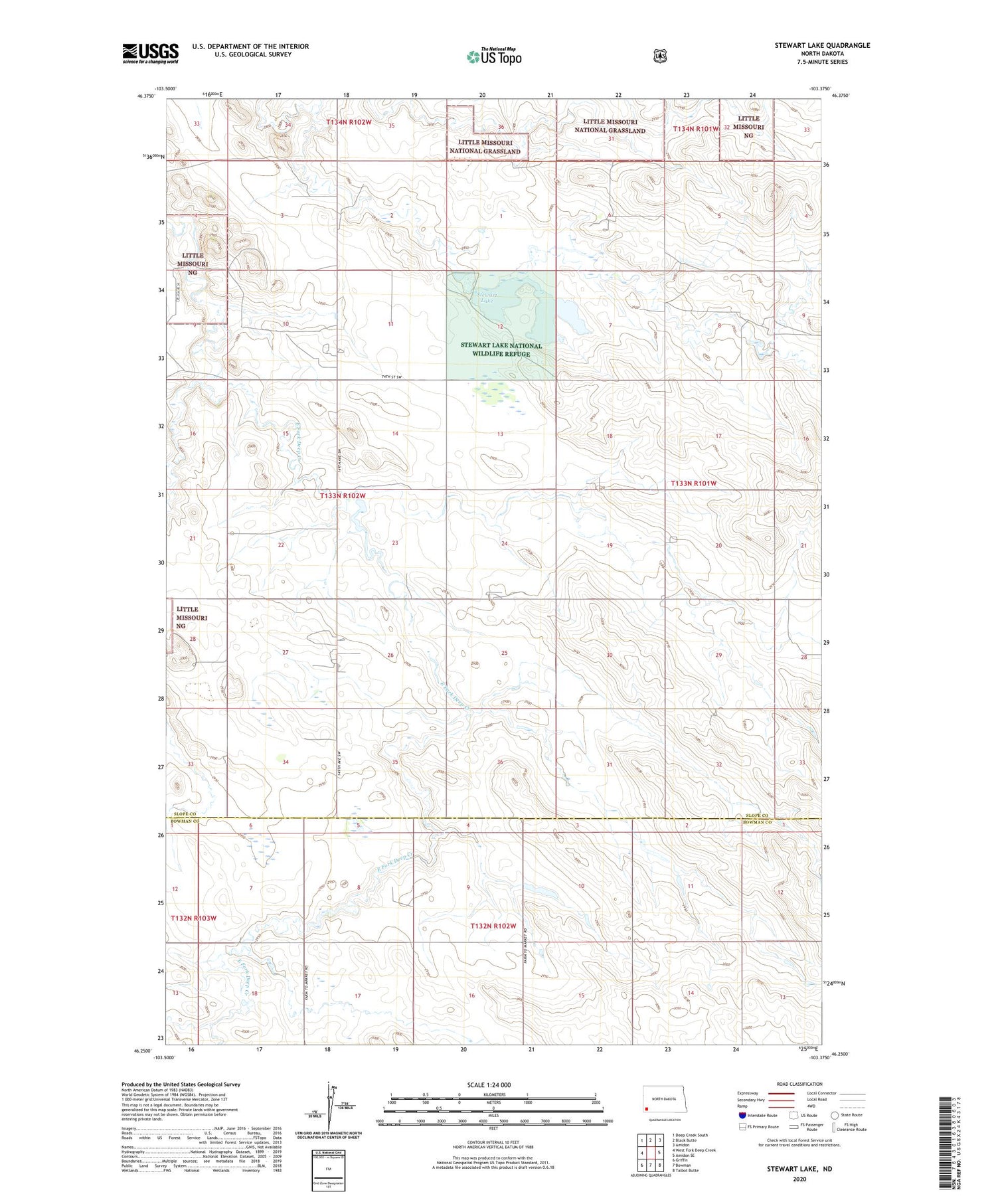 Stewart Lake North Dakota US Topo Map Image