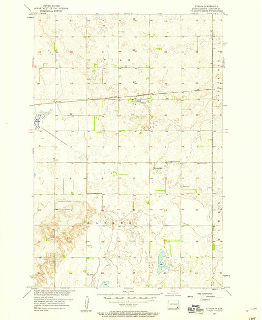 Classic USGS Stirum North Dakota 7.5'x7.5' Topo Map Image