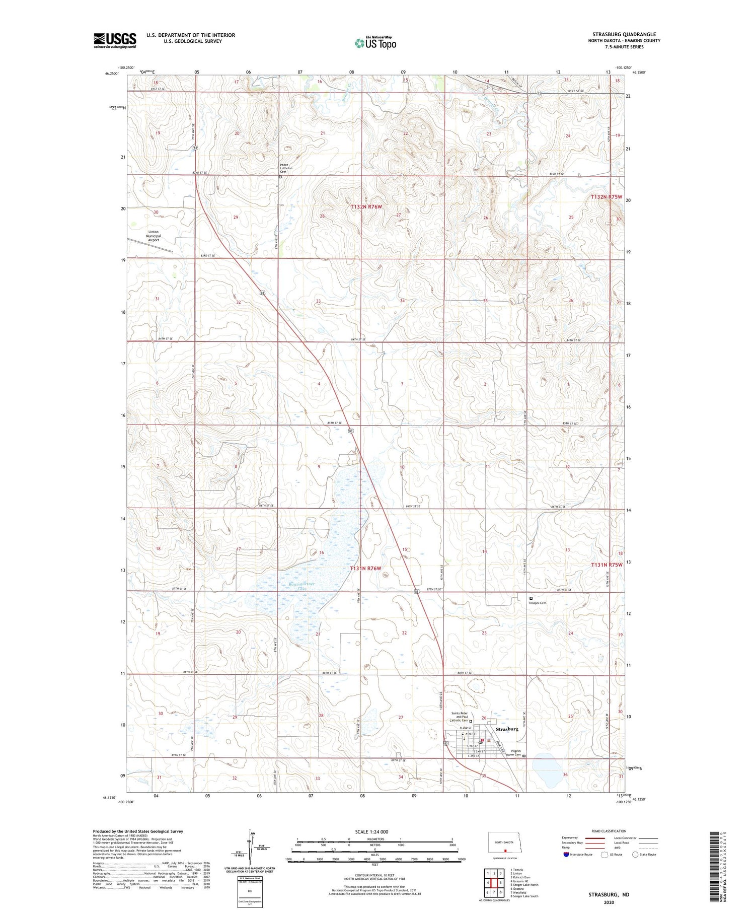 Strasburg North Dakota US Topo Map Image