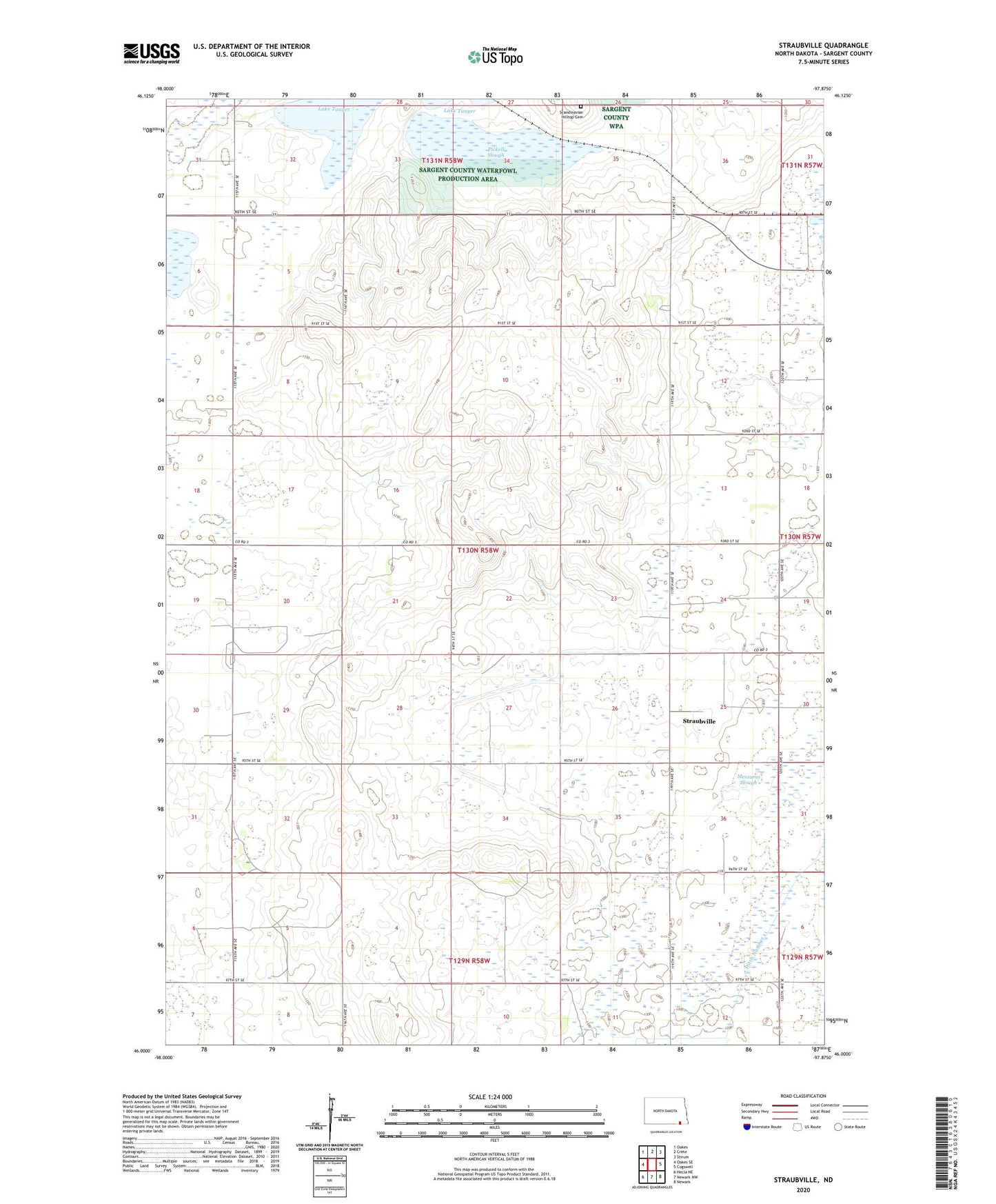 Straubville North Dakota US Topo Map Image