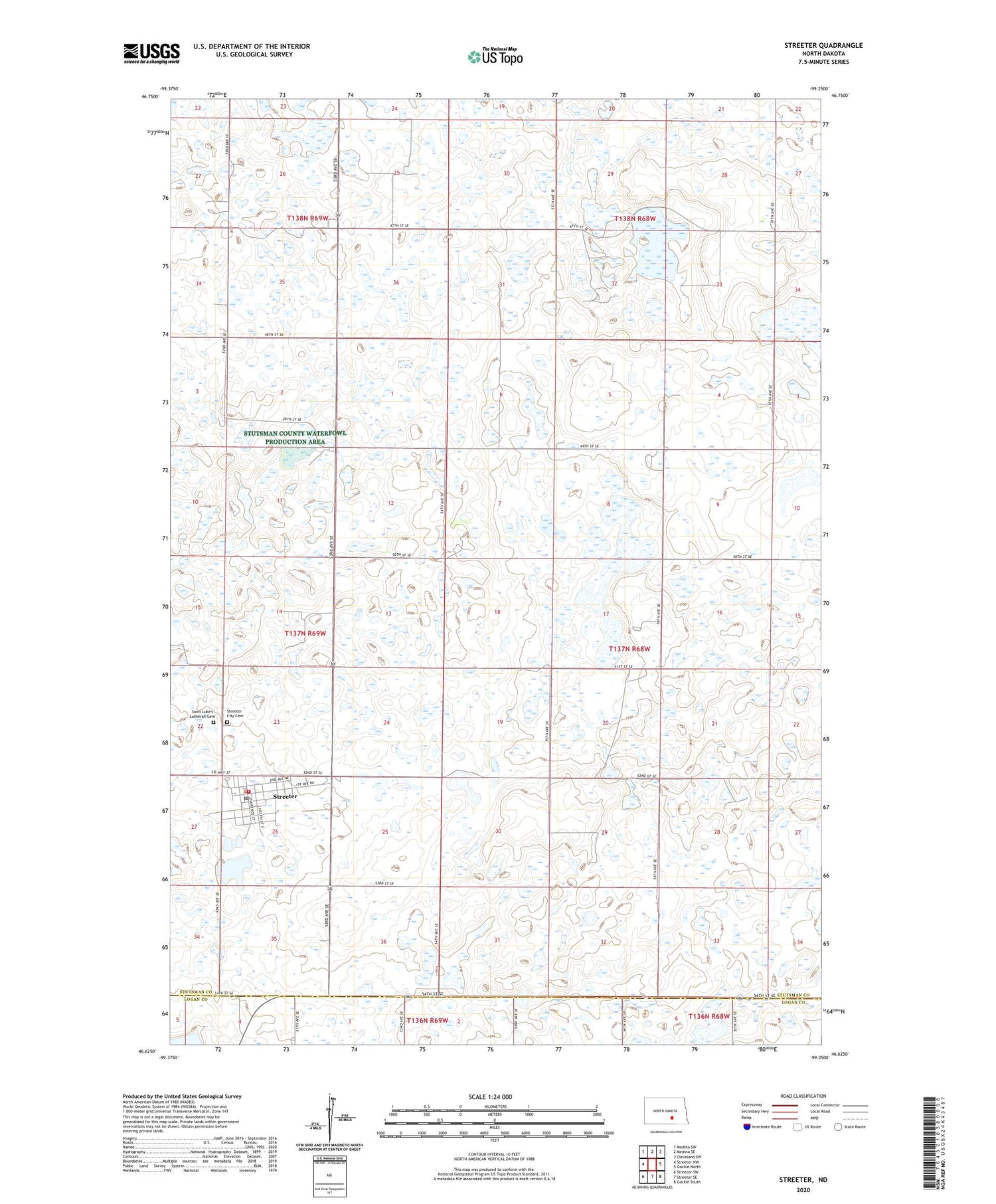 Streeter North Dakota US Topo Map Image