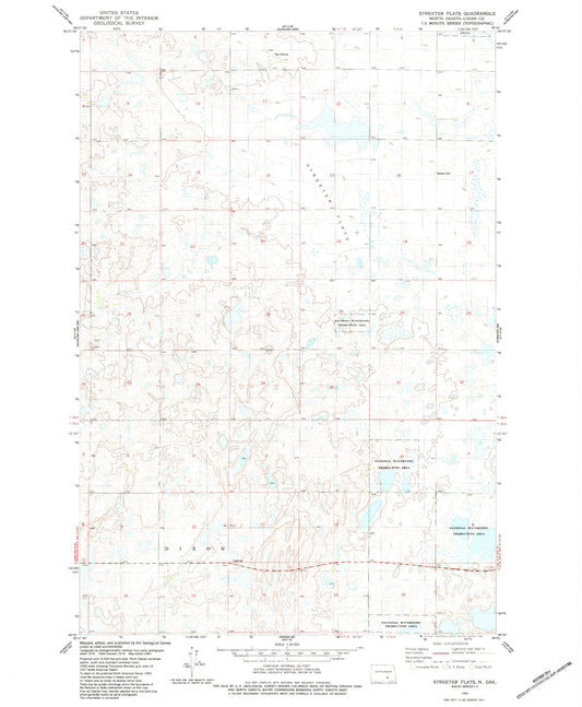 Classic USGS Streeter Flats North Dakota 7.5'x7.5' Topo Map Image