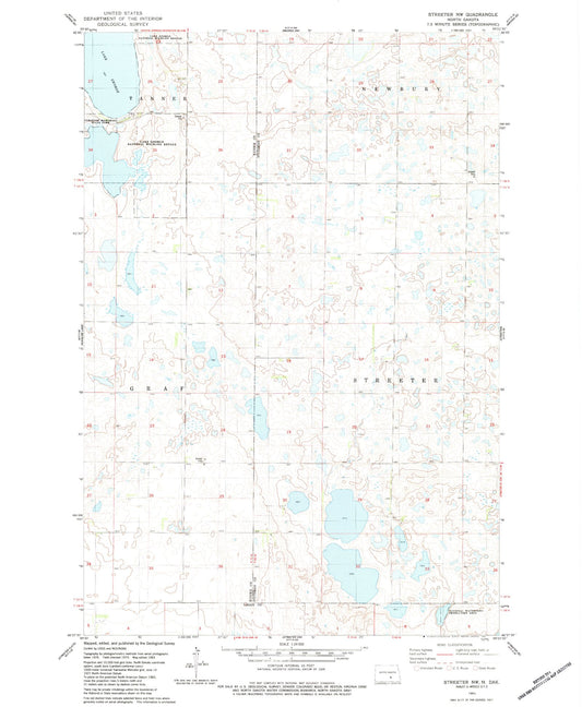 Classic USGS Streeter NW North Dakota 7.5'x7.5' Topo Map Image