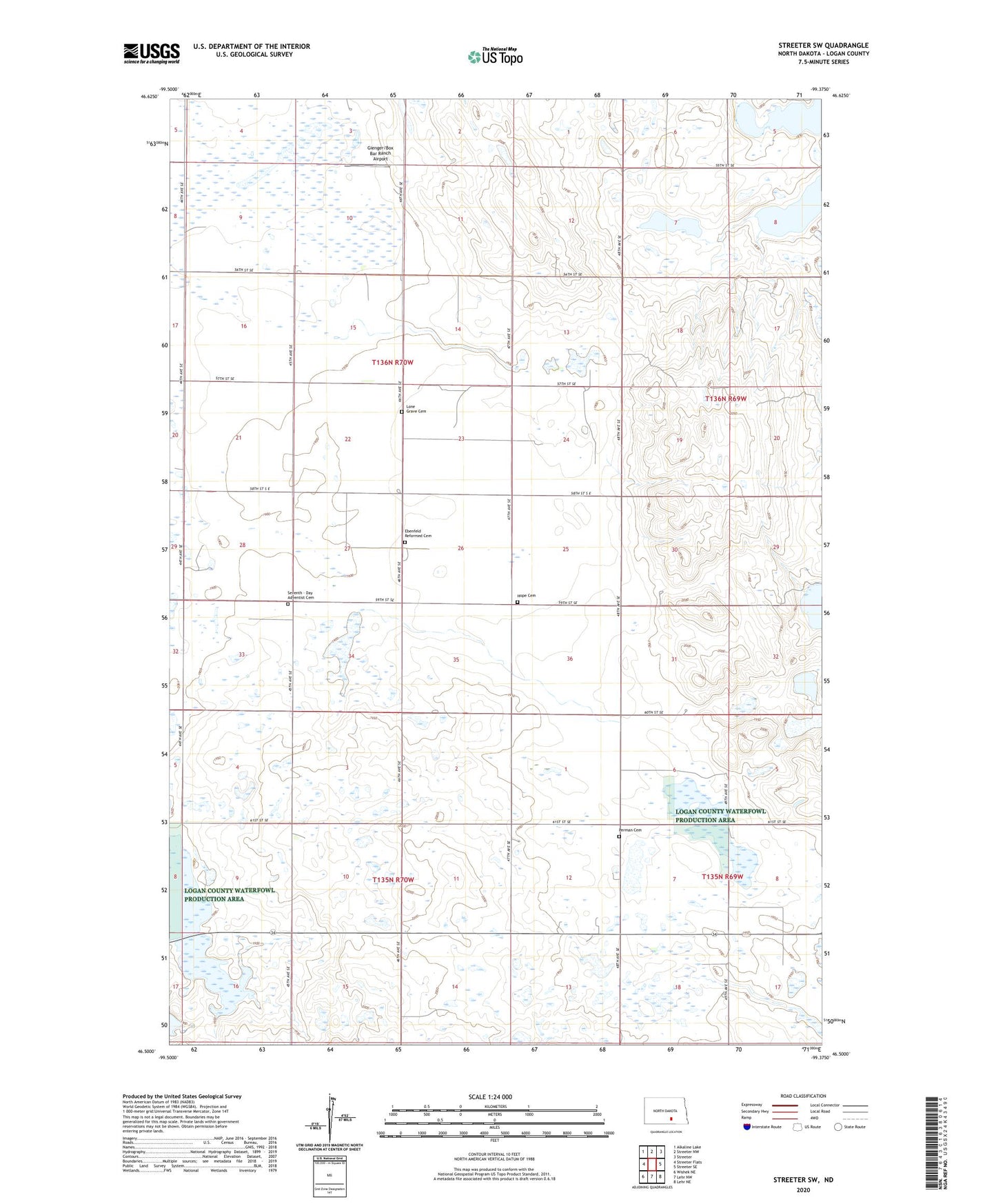 Streeter SW North Dakota US Topo Map Image