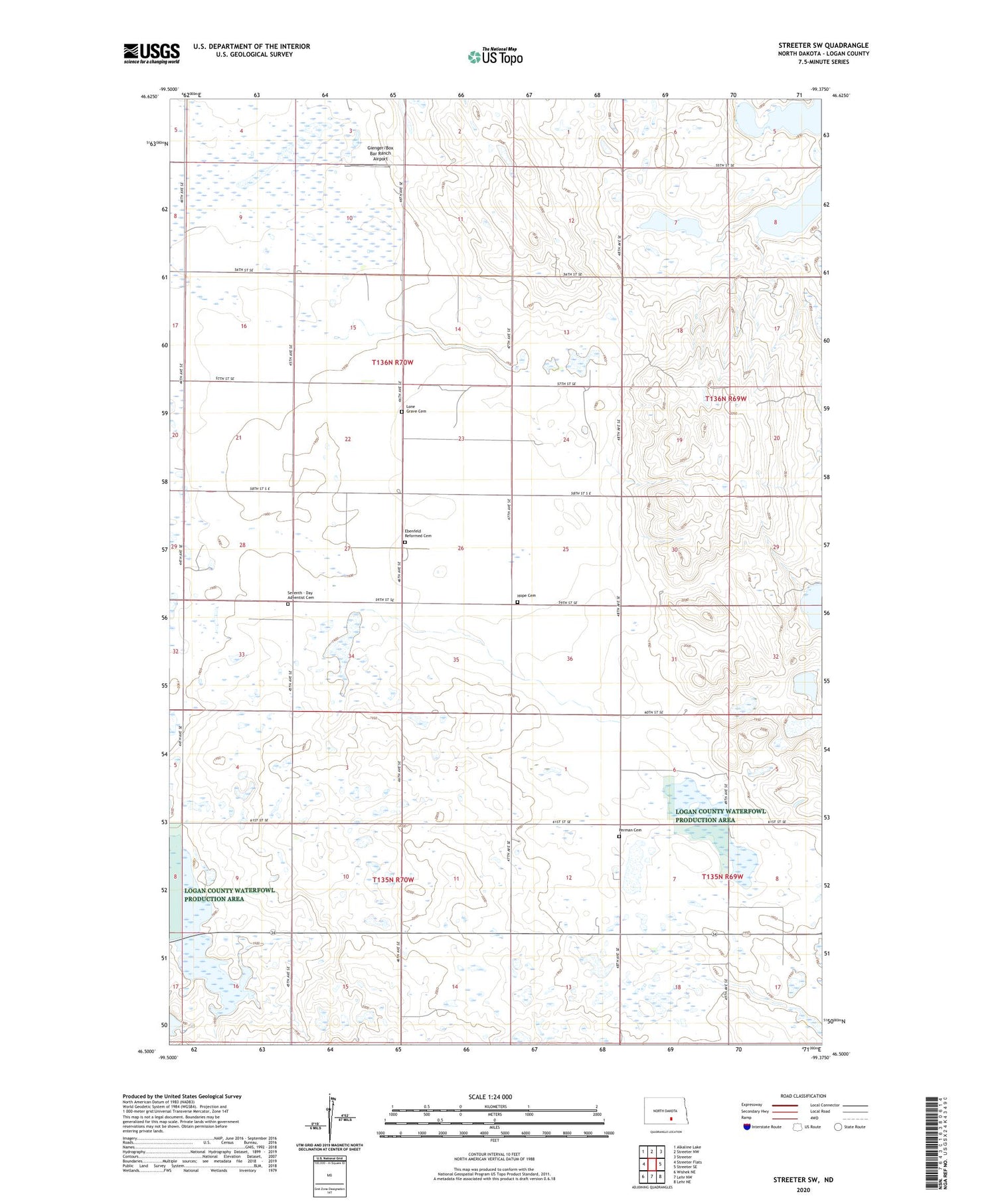 Streeter SW North Dakota US Topo Map Image
