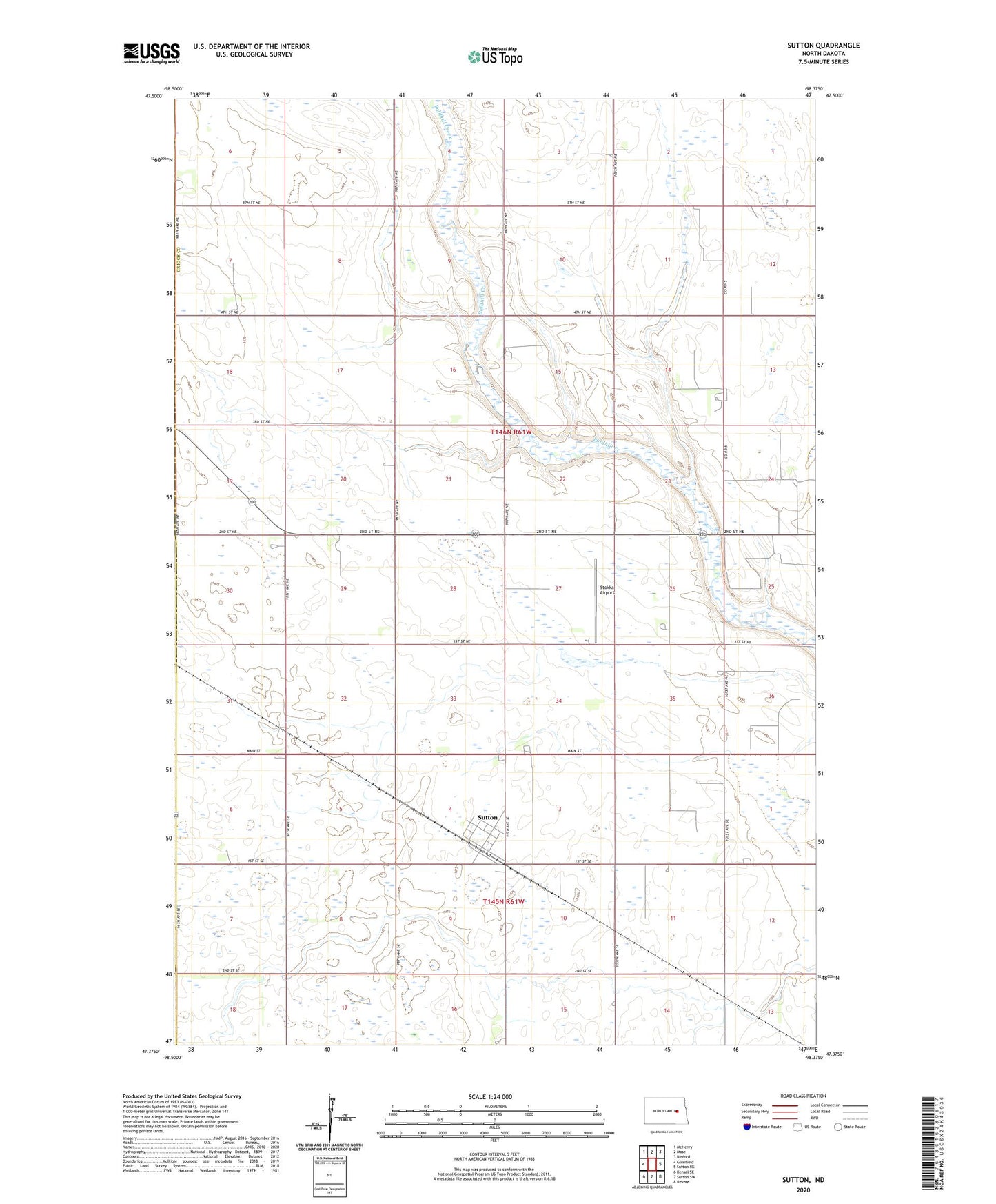 Sutton North Dakota US Topo Map Image