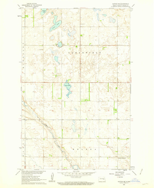 Classic USGS Sutton NE North Dakota 7.5'x7.5' Topo Map Image