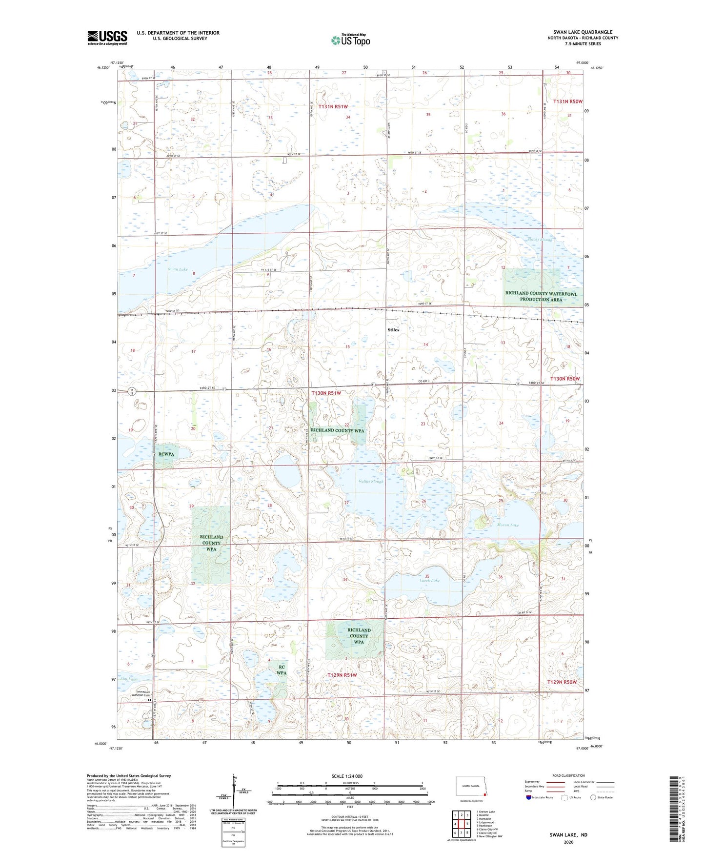 Swan Lake North Dakota US Topo Map Image