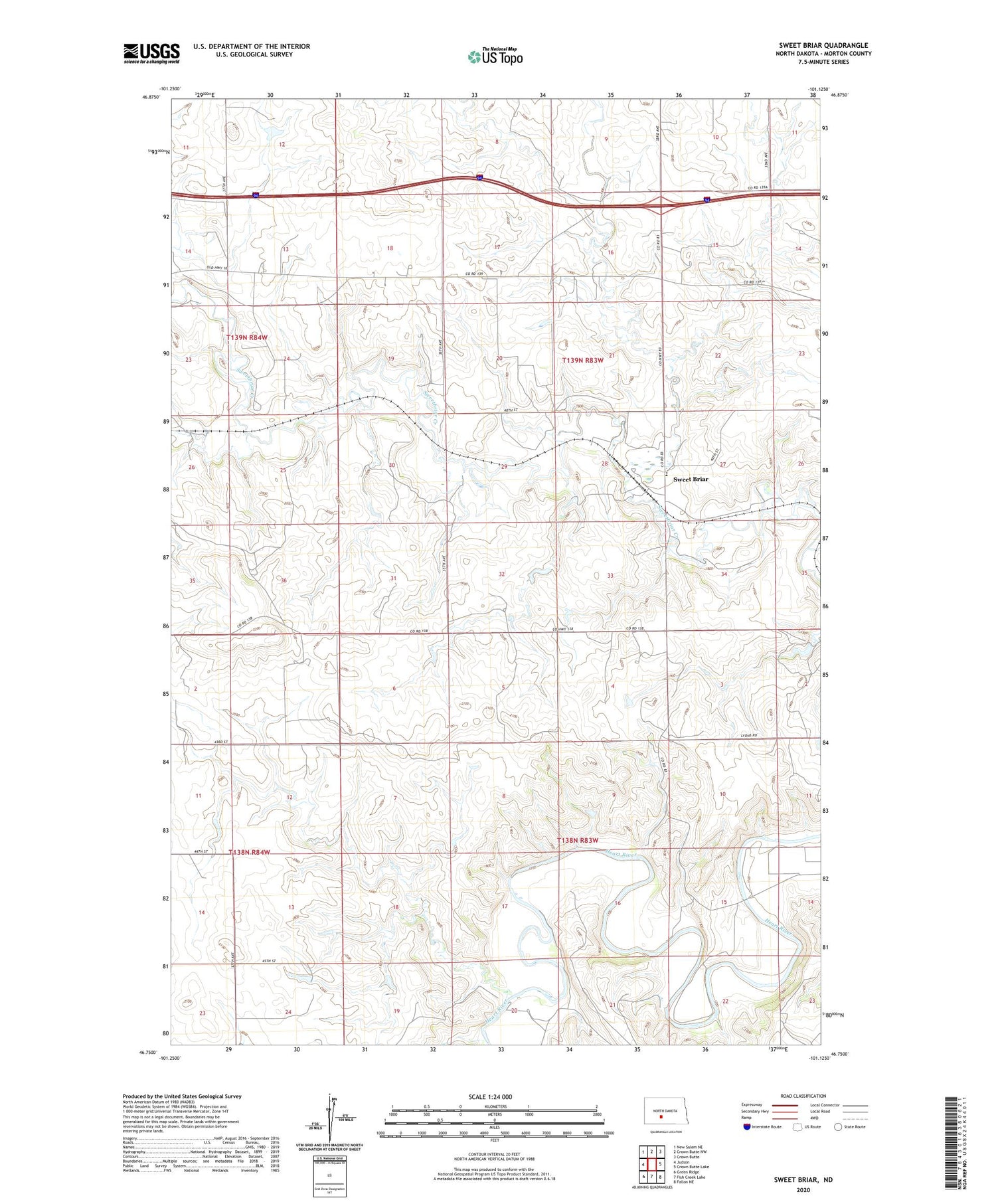 Sweet Briar North Dakota US Topo Map Image