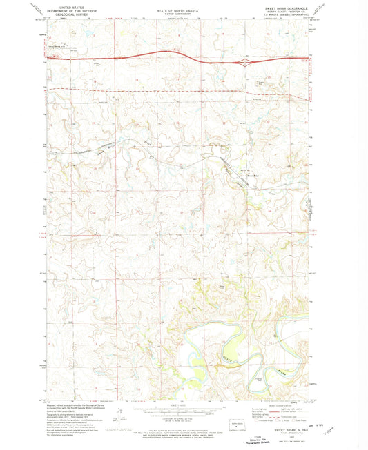 Classic USGS Sweet Briar North Dakota 7.5'x7.5' Topo Map Image