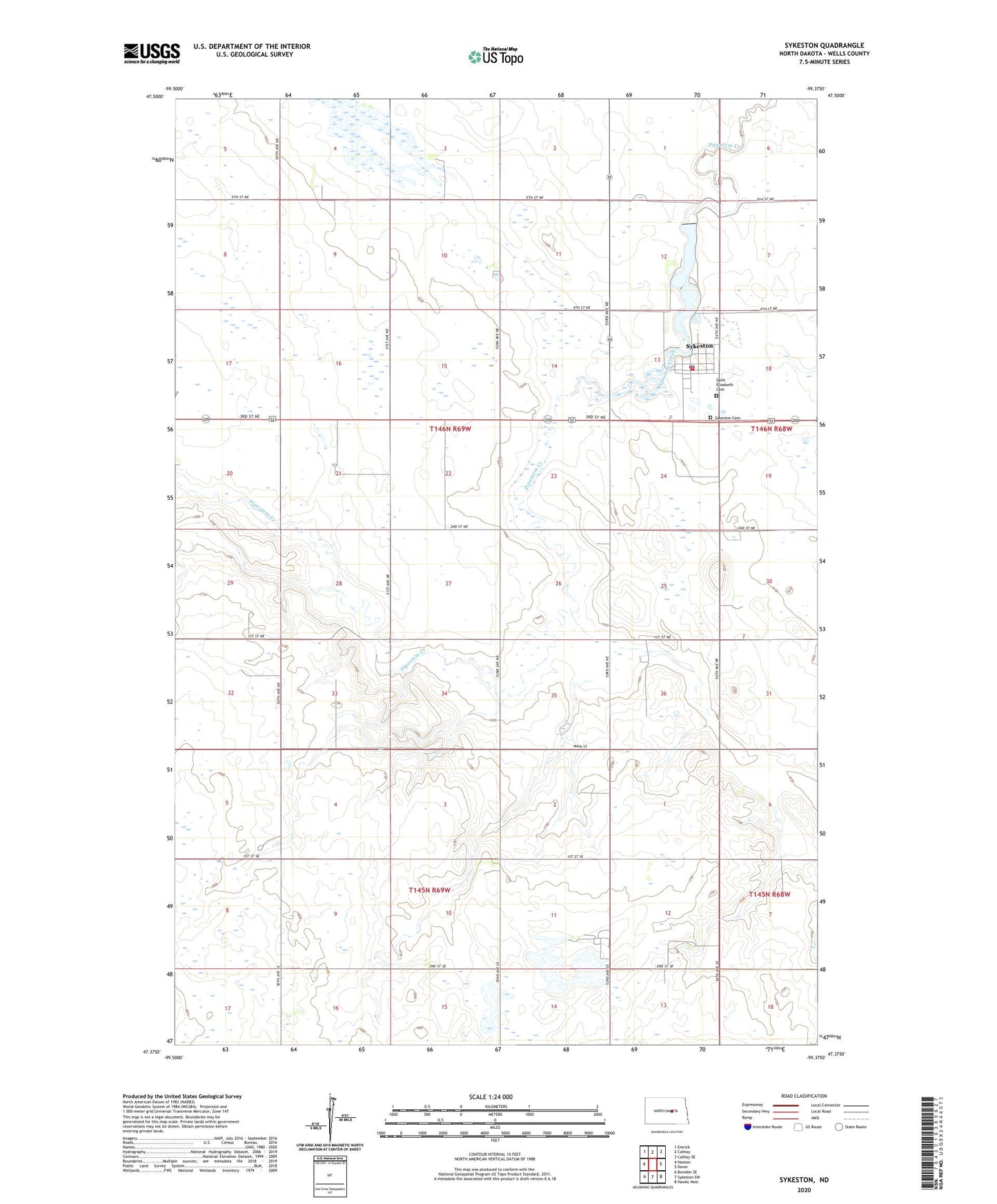 Sykeston North Dakota US Topo Map Image