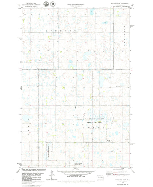 Classic USGS Sykeston SW North Dakota 7.5'x7.5' Topo Map Image