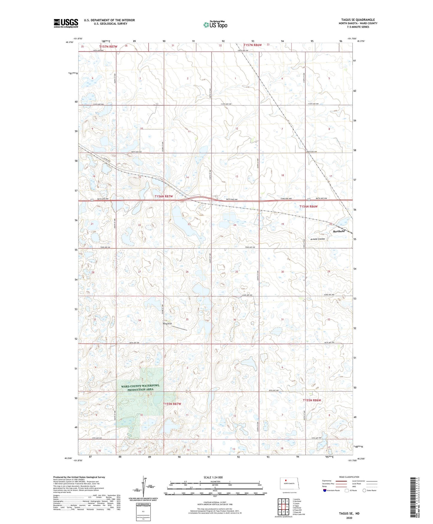 Tagus SE North Dakota US Topo Map Image