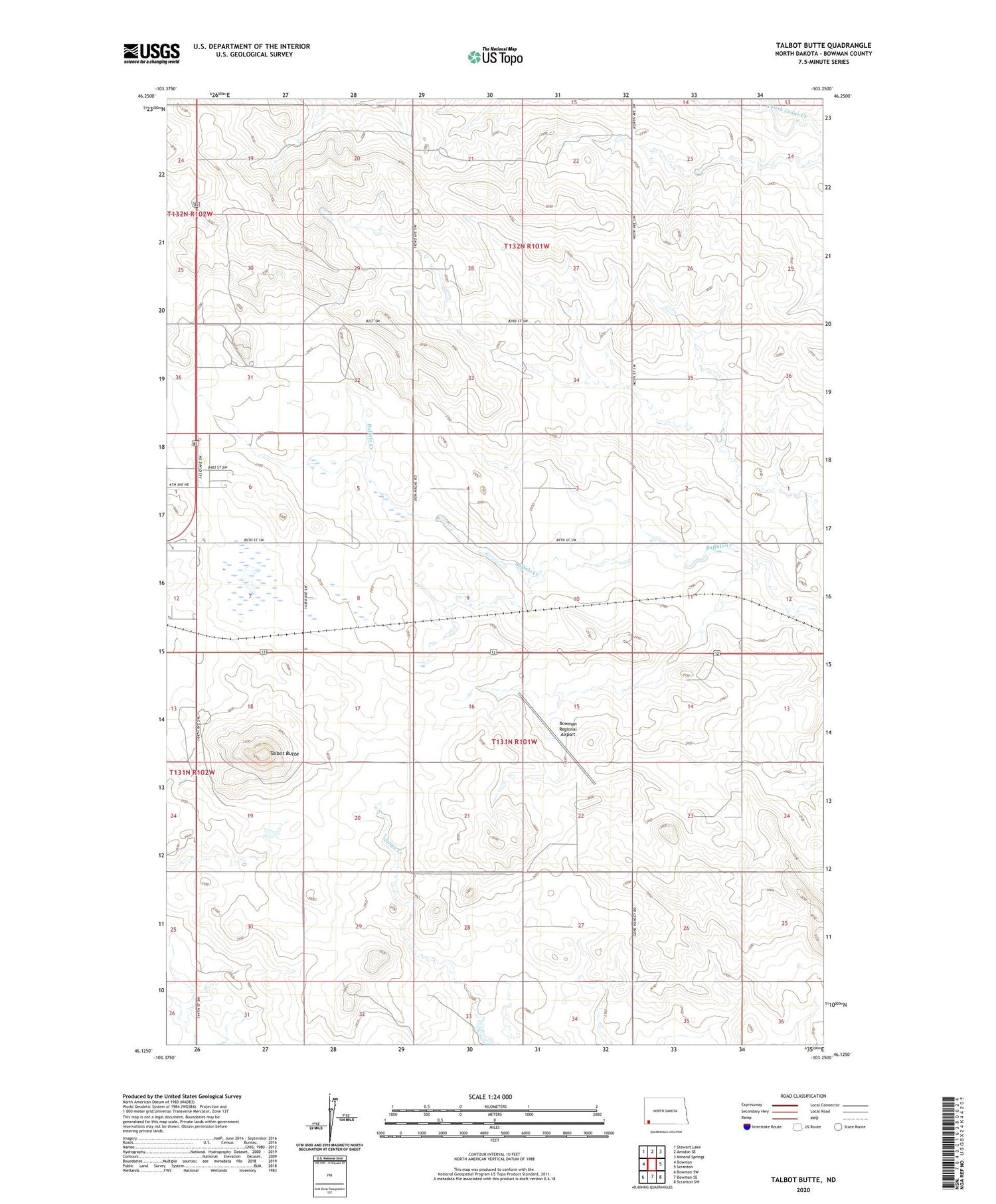 Talbot Butte North Dakota US Topo Map Image