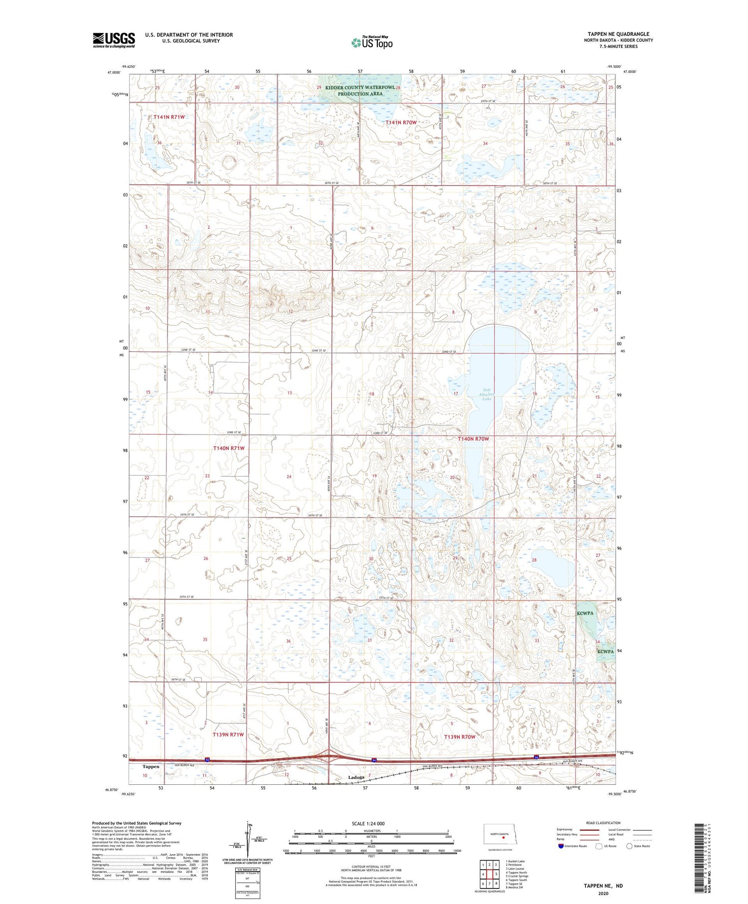 Tappen NE North Dakota US Topo Map Image