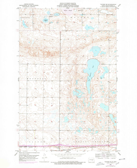 Classic USGS Tappen NE North Dakota 7.5'x7.5' Topo Map Image