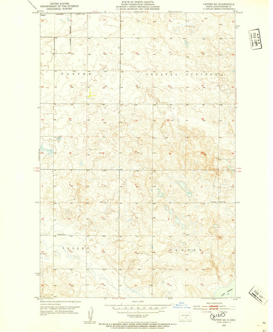 Classic USGS Tappen SE North Dakota 7.5'x7.5' Topo Map Image