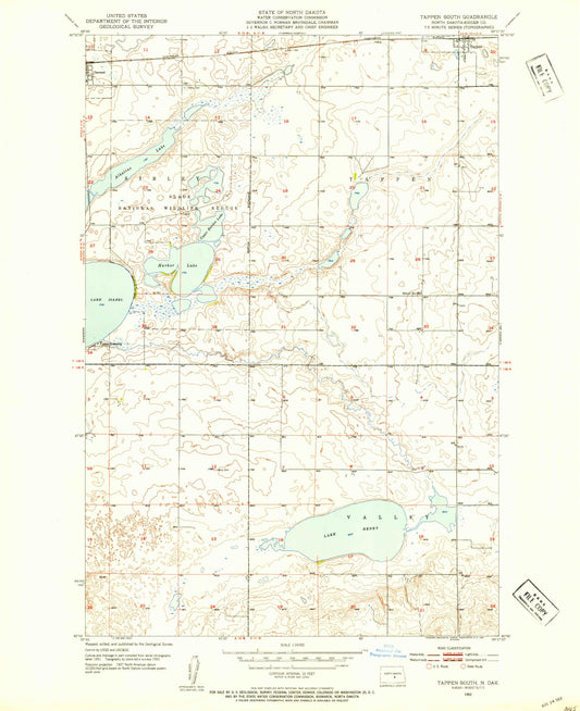 Classic USGS Tappen South North Dakota 7.5'x7.5' Topo Map Image
