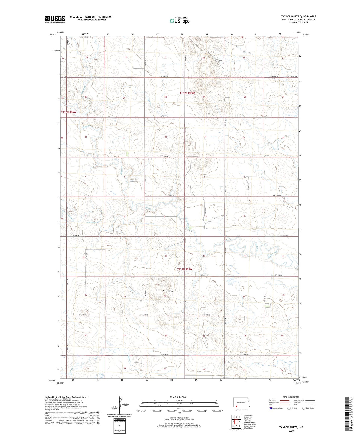 Taylor Butte North Dakota US Topo Map Image