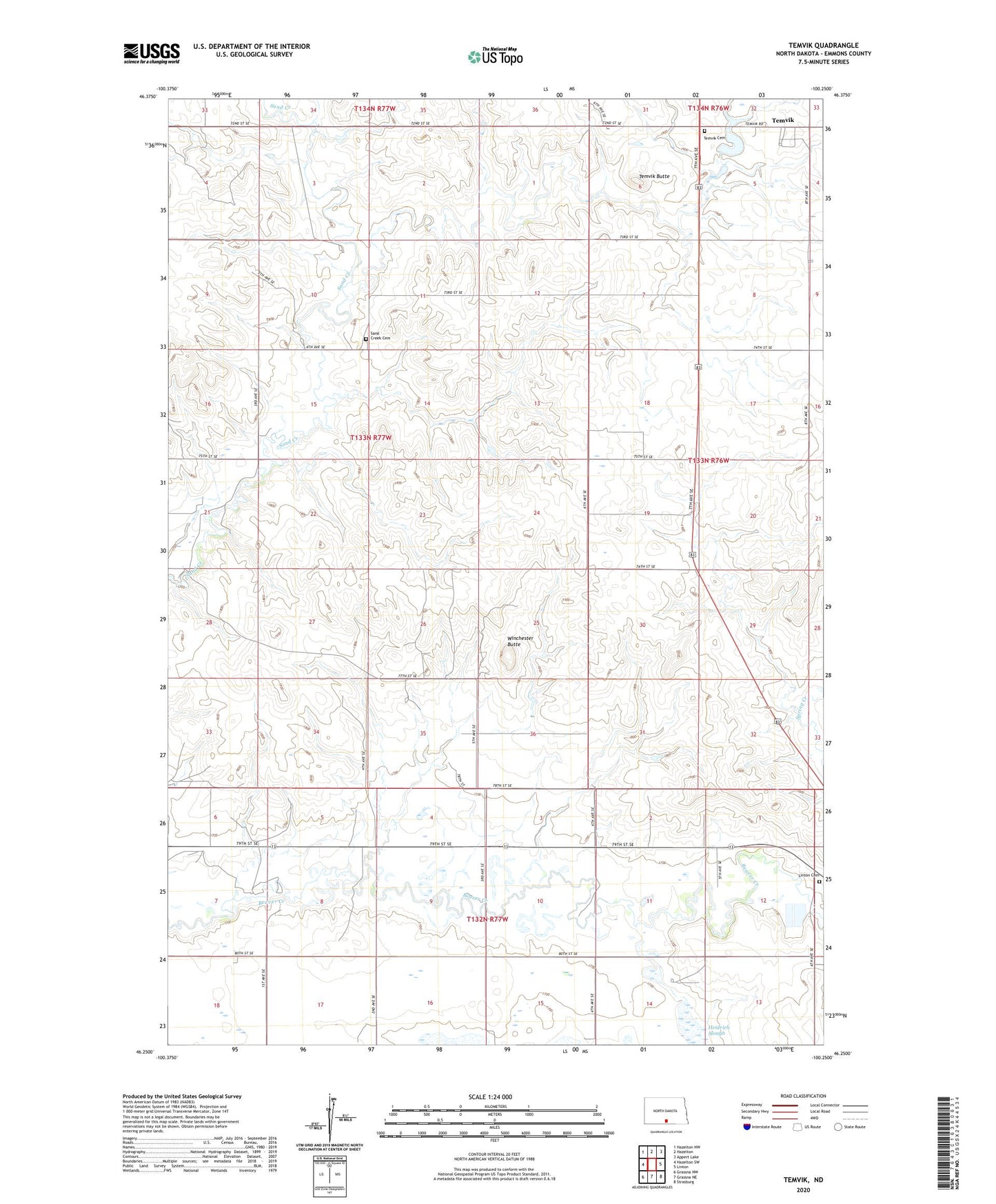 Temvik North Dakota US Topo Map Image