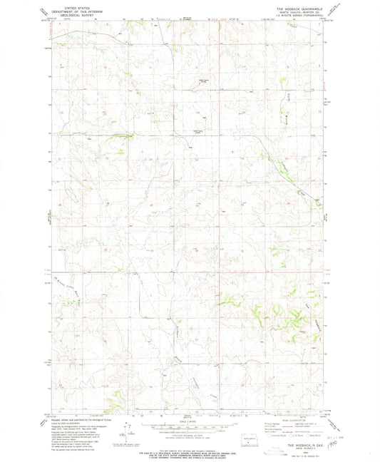 Classic USGS The Hogback North Dakota 7.5'x7.5' Topo Map Image
