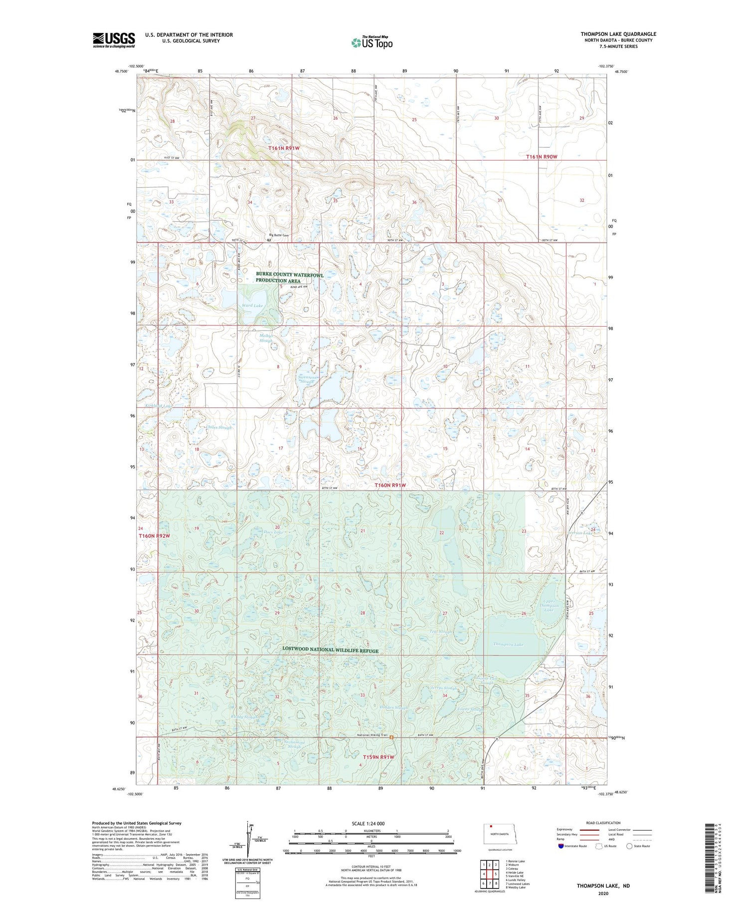 Thompson Lake North Dakota US Topo Map Image