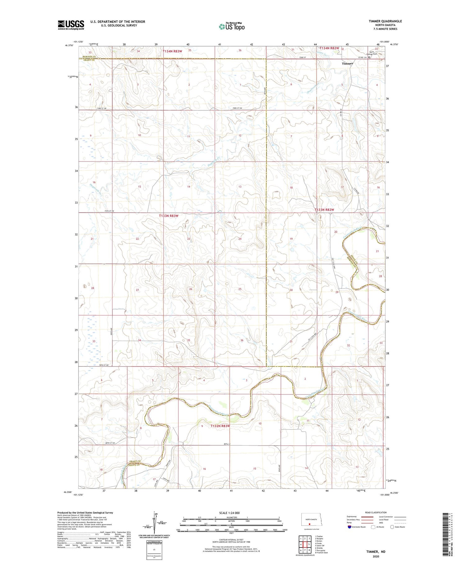 Timmer North Dakota US Topo Map Image