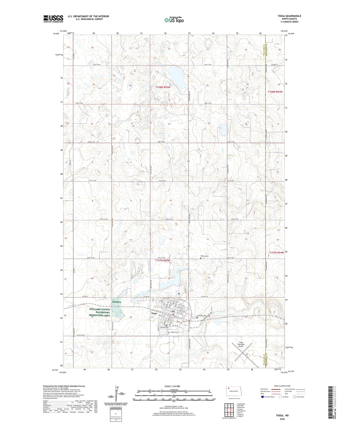 Tioga North Dakota US Topo Map Image