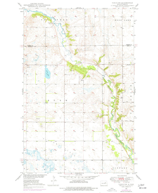 Classic USGS Tokio SW North Dakota 7.5'x7.5' Topo Map Image