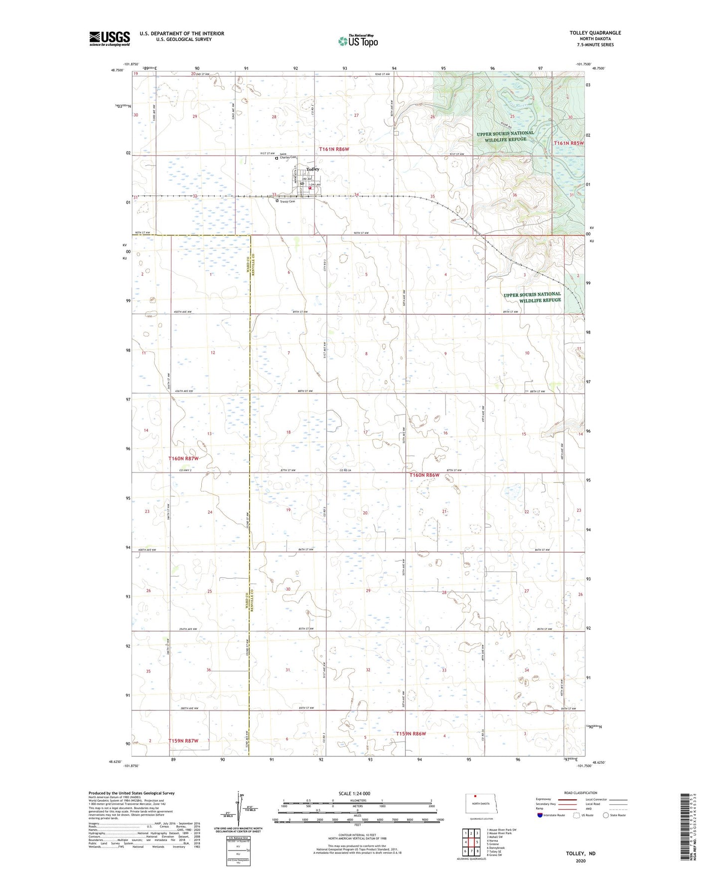 Tolley North Dakota US Topo Map Image