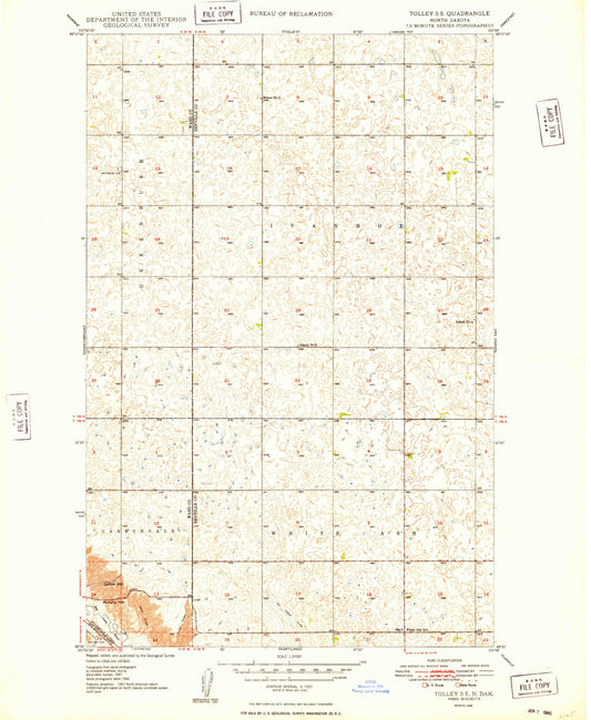 Classic USGS Tolley SE North Dakota 7.5'x7.5' Topo Map Image