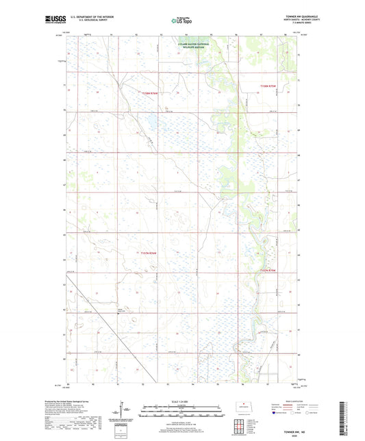 Towner NW North Dakota US Topo Map Image