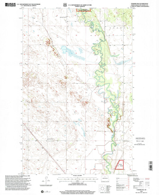 Classic USGS Towner NW North Dakota 7.5'x7.5' Topo Map Image