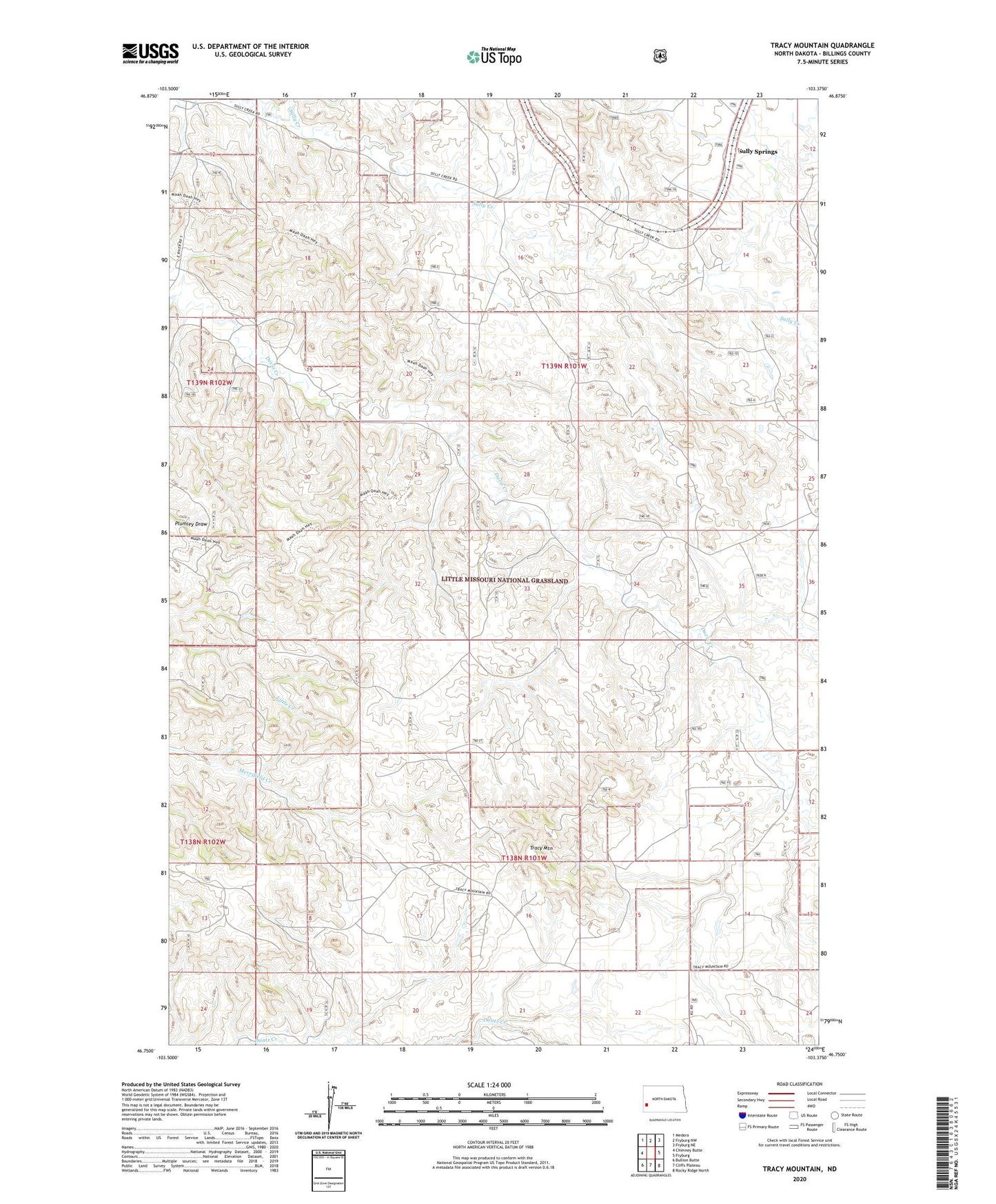 Tracy Mountain North Dakota US Topo Map Image