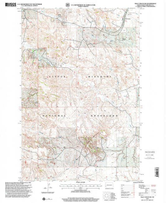 Classic USGS Tracy Mountain North Dakota 7.5'x7.5' Topo Map Image