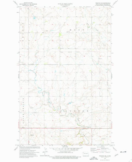 Classic USGS Trenton NE North Dakota 7.5'x7.5' Topo Map Image