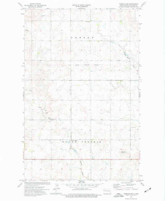 Classic USGS Trenton NW North Dakota 7.5'x7.5' Topo Map Image