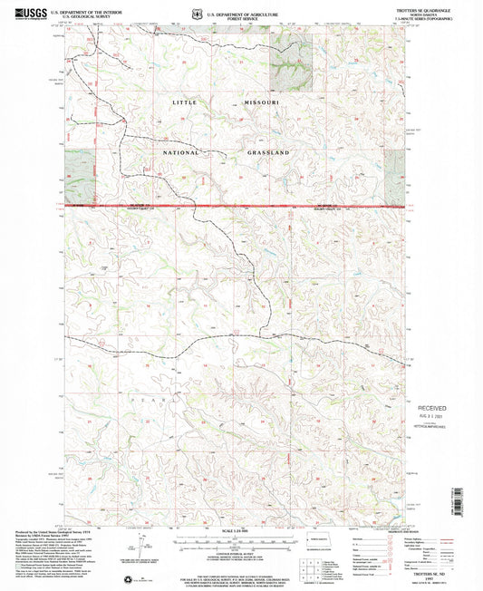 Classic USGS Trotters SE North Dakota 7.5'x7.5' Topo Map Image