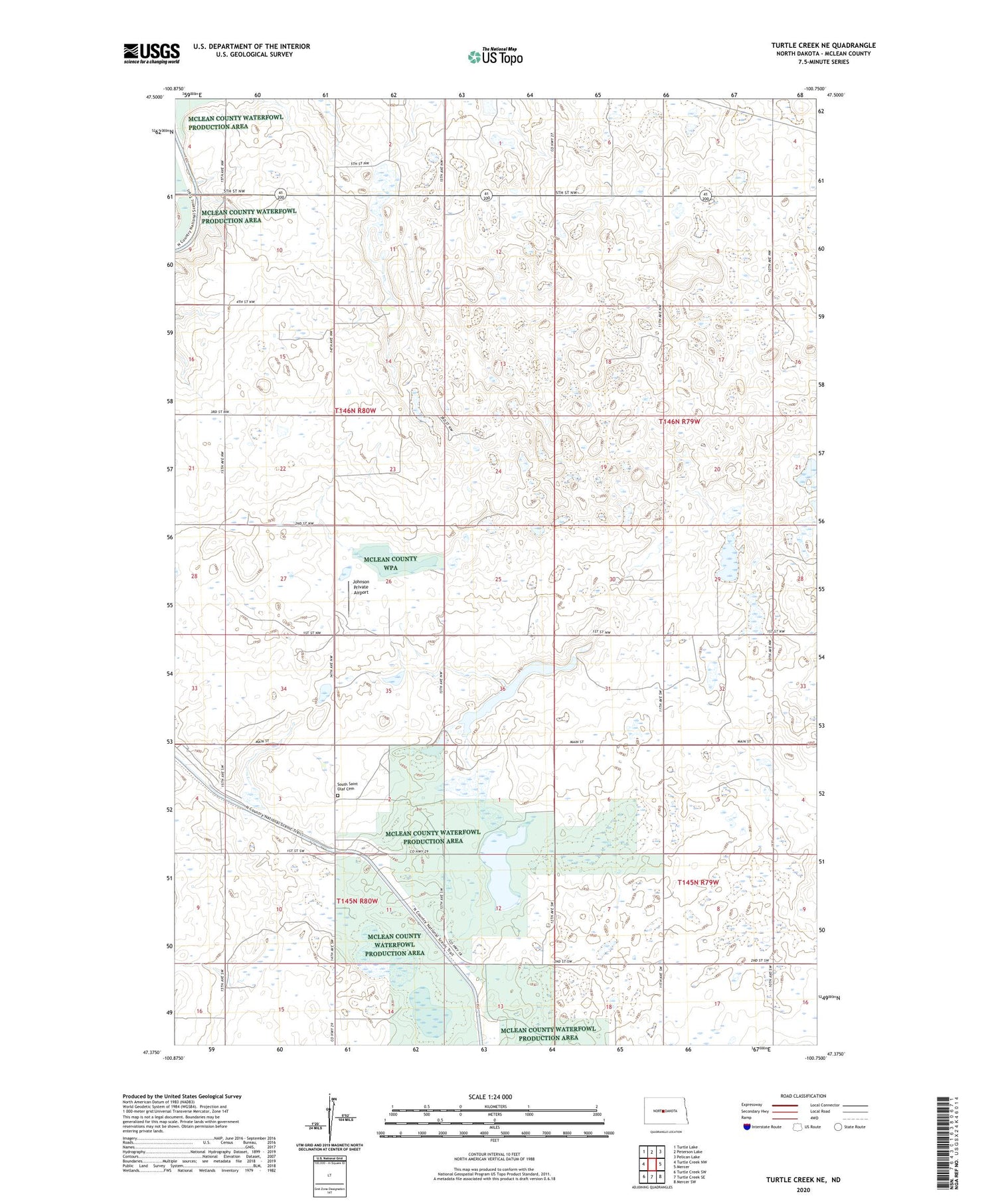 Turtle Creek NE North Dakota US Topo Map Image