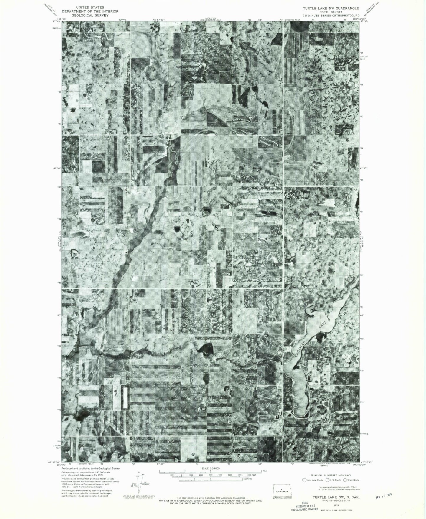 Classic USGS Horseshoe Valley North Dakota 7.5'x7.5' Topo Map Image